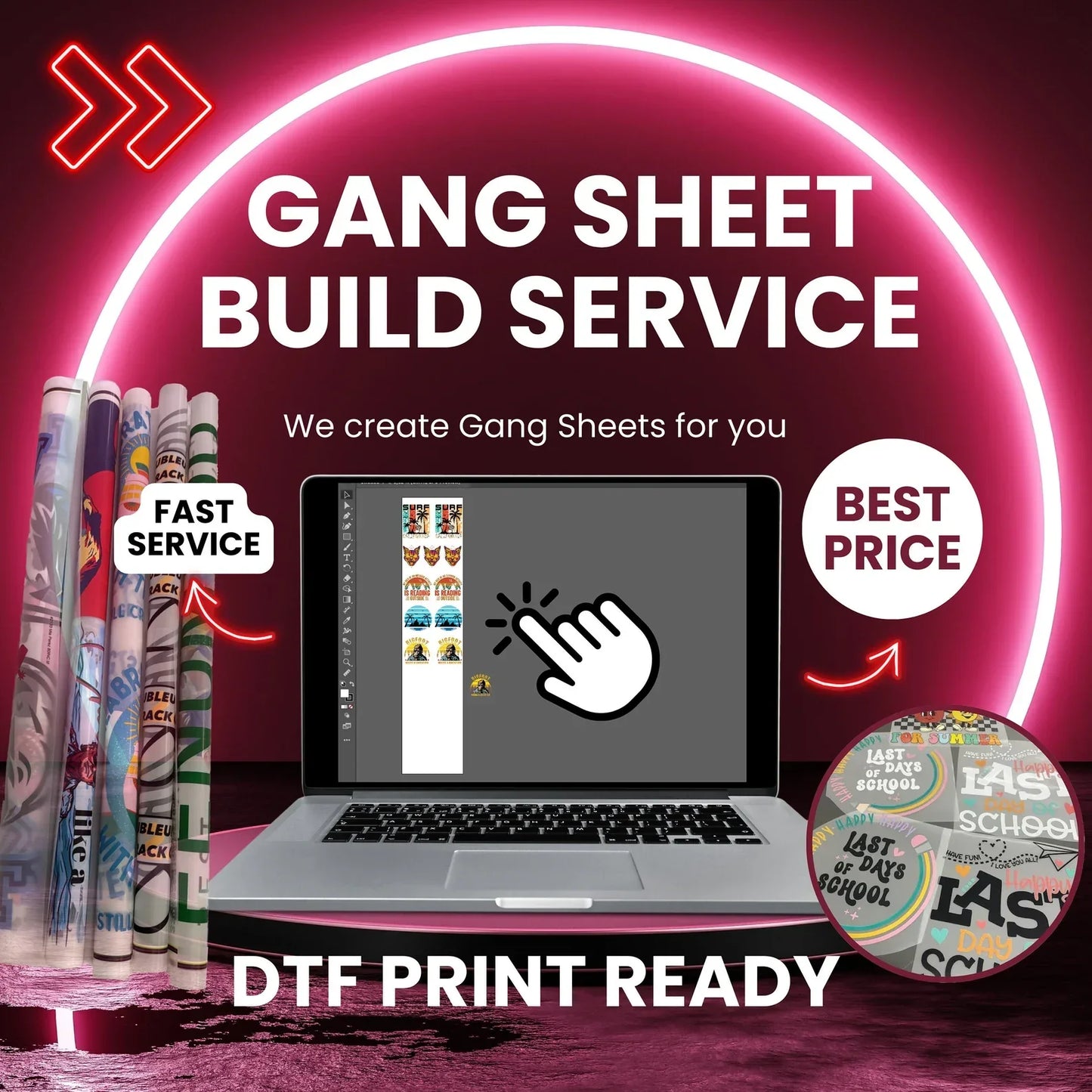 DTF Gang sheet builder sheet, fast services,